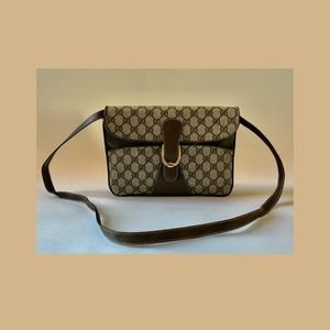 AUTH Vintage Gucci Brown Cross Body Shoulder Bag